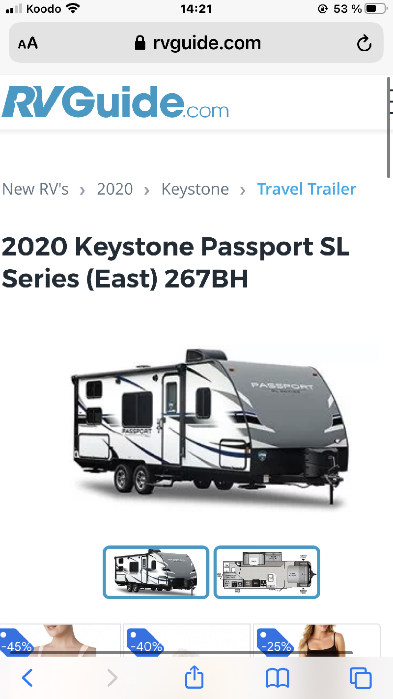 Roulotte Keystone RV Passport 267BH 2020 à vendre